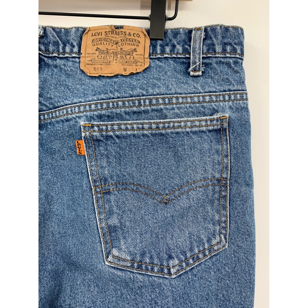 Vintage Levis 517 Jeans Mens 38x30 Bootcut Orange Tab Made USA (Tag 40x30)